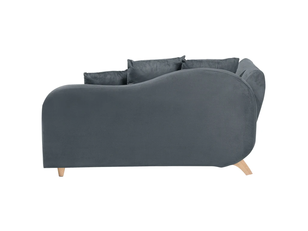 Chaise Longue Côté Gauche En Velours Gris Foncé MERI 9 Chaise Longue Côté Gauche En Velours Gris Foncé MERI – Image 9