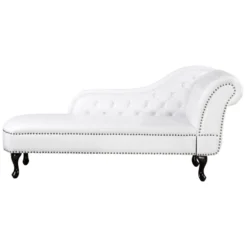 Méridienne Chesterfield Blanche Brillante Côté Droit NIMES