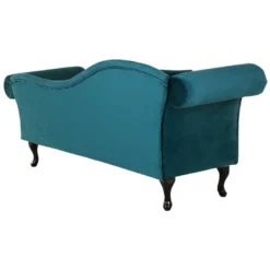 Chaise Longue En Velours Bleu Paon Côté Gauche LATTES -Promos Chesteris Boutique meridienne 16672139