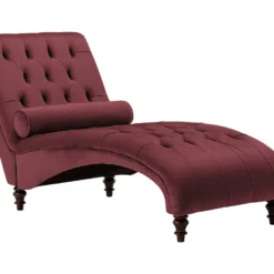 Chaise Longue En Velours Bordeaux MURET