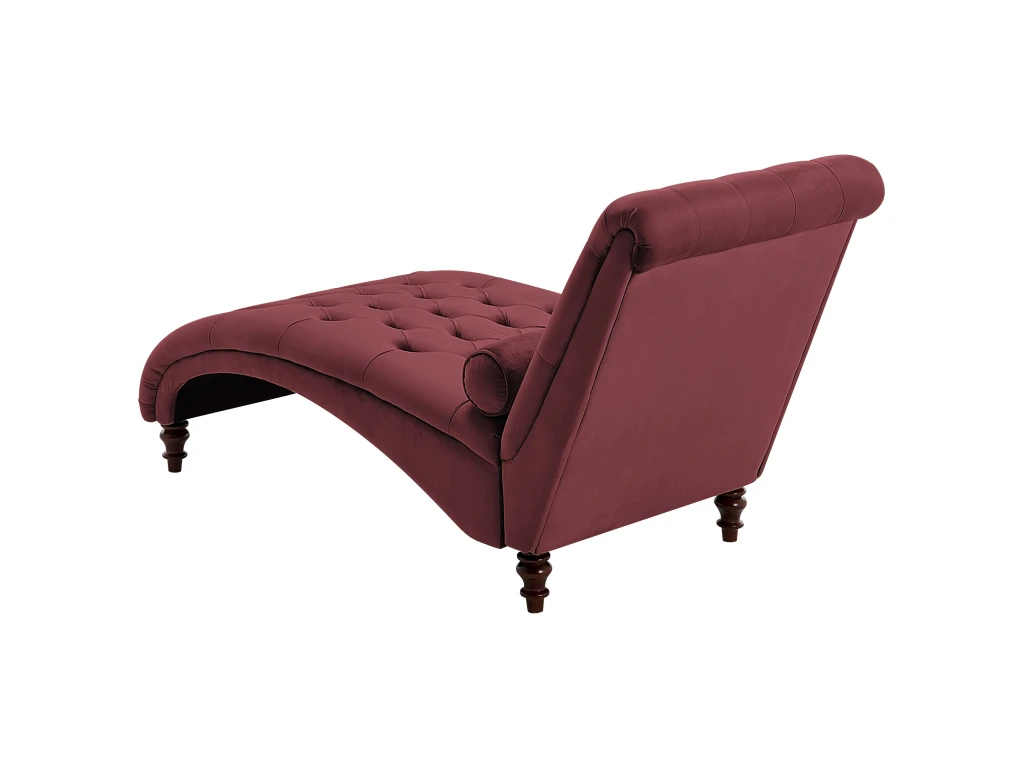 Chaise Longue En Velours Bordeaux MURET 6 Chaise Longue En Velours Bordeaux MURET – Image 6