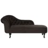 Chaise Longue En Velours Marron Côté Gauche Style Chesterfield NIMES