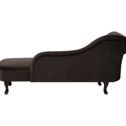 Chaise Longue En Velours Marron Côté Gauche Style Chesterfield NIMES -Promos Chesteris Boutique meridienne 16672275