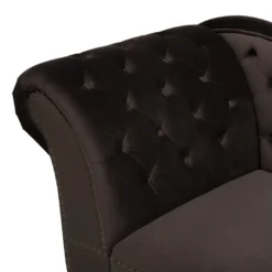 Chaise Longue En Velours Marron Côté Gauche Style Chesterfield NIMES -Promos Chesteris Boutique meridienne 16672279