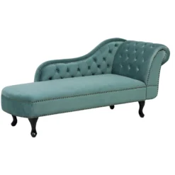 Méridienne Chesterfield Côté Droit En Velours Vert Menthe NIMES -Promos Chesteris Boutique meridienne 16672477