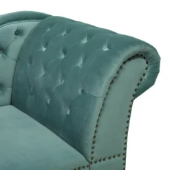 Méridienne Chesterfield Côté Droit En Velours Vert Menthe NIMES -Promos Chesteris Boutique meridienne 16672483