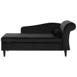 Chaise Longue Côté Droit En Velours Noir LUIRO