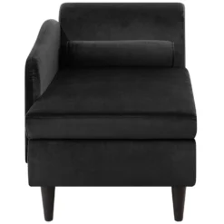 Chaise Longue Côté Droit En Velours Noir LUIRO 14 Chaise Longue Côté Droit En Velours Noir LUIRO -Promos Chesteris Boutique meridienne 16672507