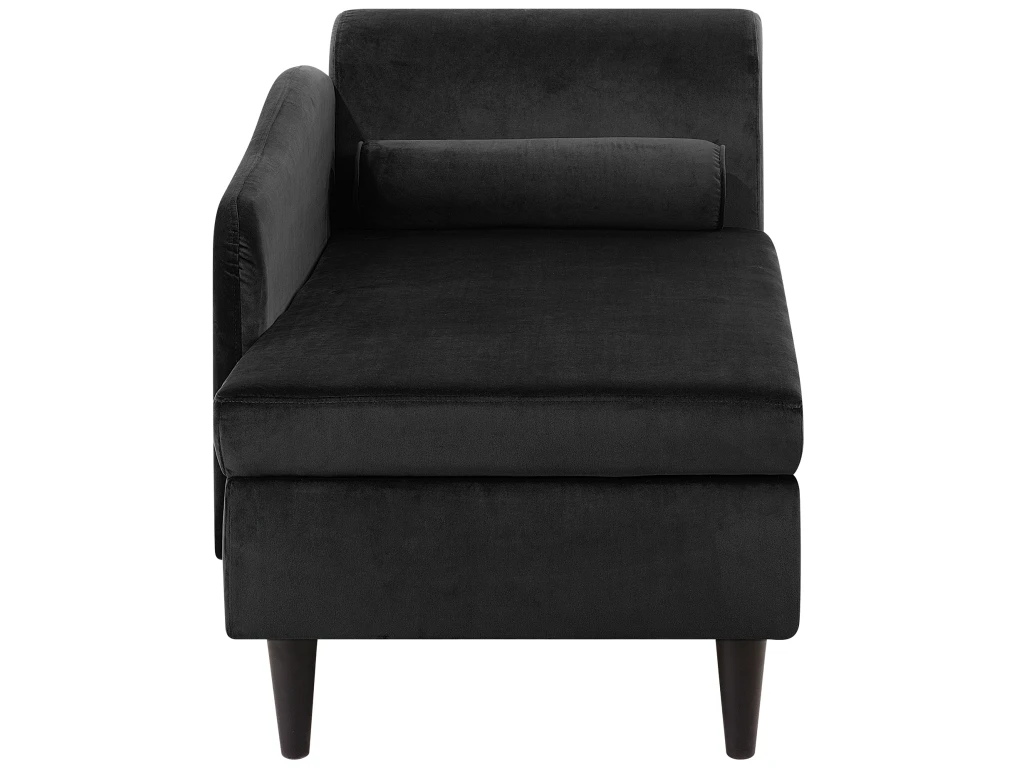 Chaise Longue Côté Droit En Velours Noir LUIRO 5 Chaise Longue Côté Droit En Velours Noir LUIRO – Image 5