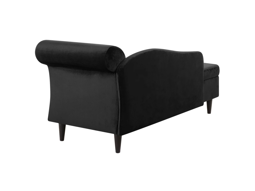 Chaise Longue Côté Droit En Velours Noir LUIRO 6 Chaise Longue Côté Droit En Velours Noir LUIRO – Image 6