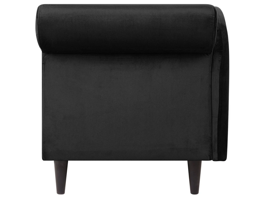 Chaise Longue Côté Droit En Velours Noir LUIRO 7 Chaise Longue Côté Droit En Velours Noir LUIRO – Image 7