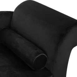 Chaise Longue Côté Droit En Velours Noir LUIRO 17 Chaise Longue Côté Droit En Velours Noir LUIRO -Promos Chesteris Boutique meridienne 16672513