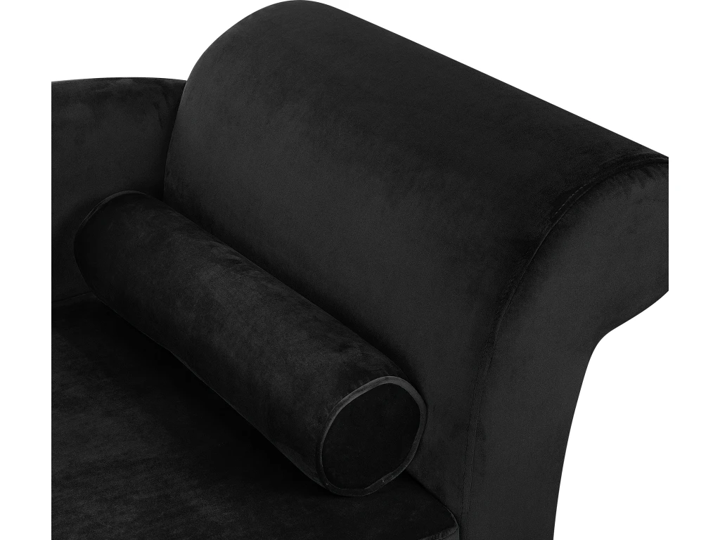 Chaise Longue Côté Droit En Velours Noir LUIRO 8 Chaise Longue Côté Droit En Velours Noir LUIRO – Image 8
