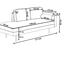 Méridienne En Velours Gris Taupe Côté Droit MIRAMAS -Promos Chesteris Boutique meridienne 16672559