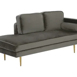 Méridienne En Velours Gris Taupe Côté Droit MIRAMAS -Promos Chesteris Boutique meridienne 16672561