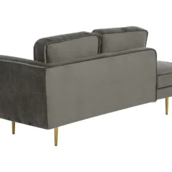 Méridienne En Velours Gris Taupe Côté Droit MIRAMAS -Promos Chesteris Boutique meridienne 16672563