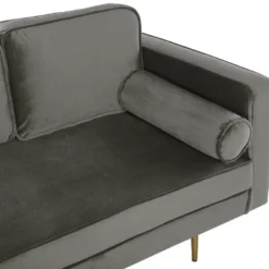 Méridienne En Velours Gris Taupe Côté Droit MIRAMAS -Promos Chesteris Boutique meridienne 16672565