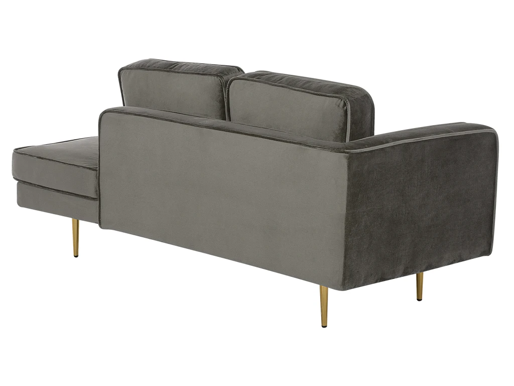 Méridienne En Velours Gris Taupe Côté Gauche MIRAMAS 5 Méridienne En Velours Gris Taupe Côté Gauche MIRAMAS – Image 5