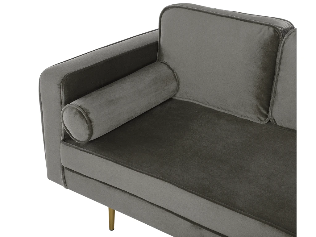 Méridienne En Velours Gris Taupe Côté Gauche MIRAMAS 6 Méridienne En Velours Gris Taupe Côté Gauche MIRAMAS – Image 6