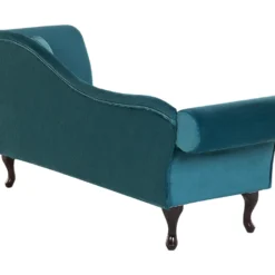Chaise Longue En Velours Bleu Paon Côté Droit LATTES 11 Chaise Longue En Velours Bleu Paon Côté Droit LATTES -Promos Chesteris Boutique meridienne 16672803