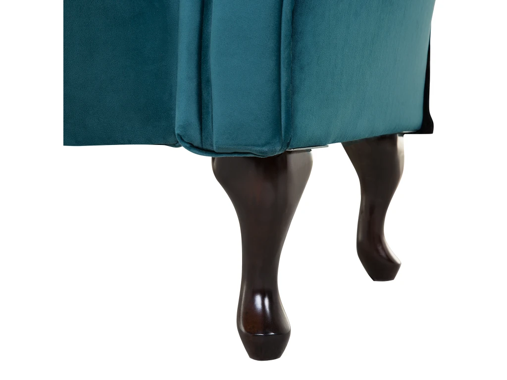 Chaise Longue En Velours Bleu Paon Côté Droit LATTES 7 Chaise Longue En Velours Bleu Paon Côté Droit LATTES – Image 7