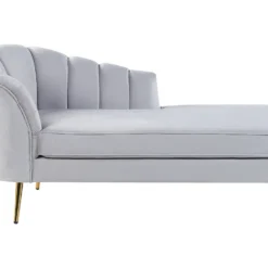 Chaise Longue Côté Gauche En Velours Gris ALLIER