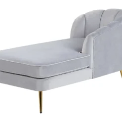 Chaise Longue Côté Gauche En Velours Gris ALLIER 14 Chaise Longue Côté Gauche En Velours Gris ALLIER -Promos Chesteris Boutique meridienne 16673153