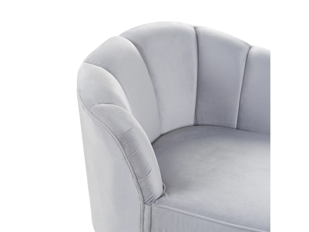 Chaise Longue Côté Gauche En Velours Gris ALLIER 7 Chaise Longue Côté Gauche En Velours Gris ALLIER – Image 7