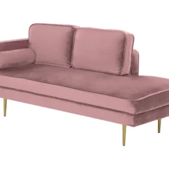 Chaise Longue Rose Poudré Côté Gauche MIRAMAS -Promos Chesteris Boutique meridienne 16673427