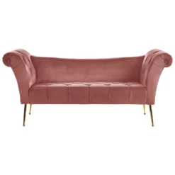 Chaise Longue En Velours Rose NANTILLY