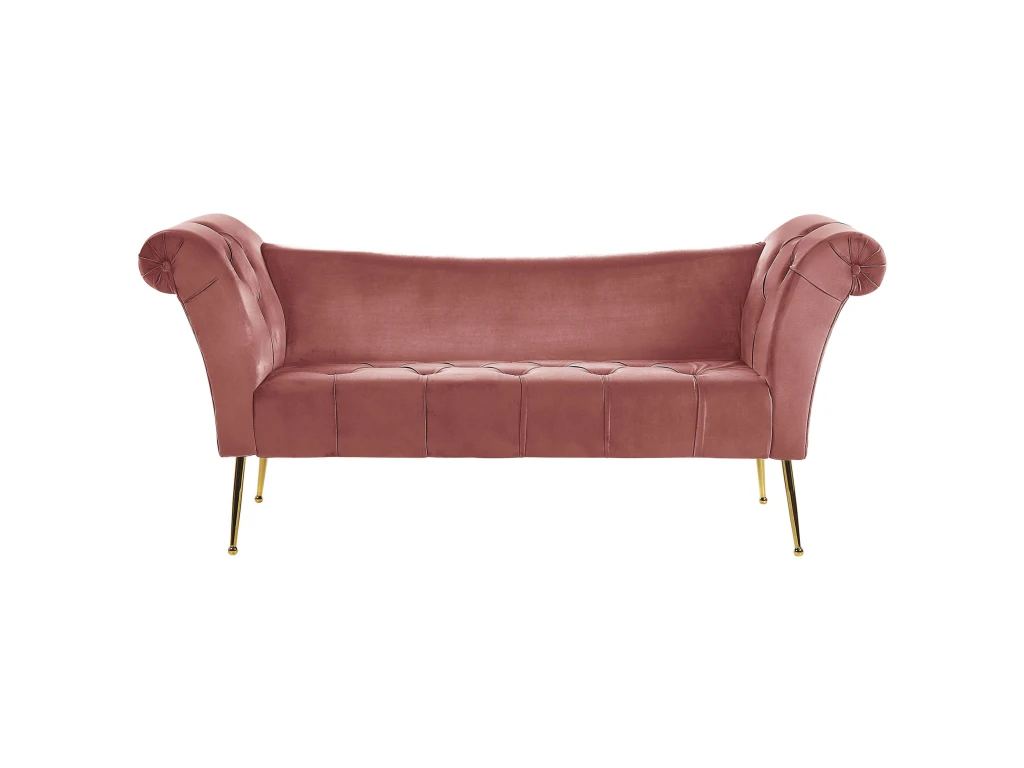 Chaise Longue En Velours Rose NANTILLY 1 Chaise Longue En Velours Rose NANTILLY