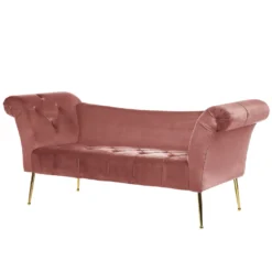 Chaise Longue En Velours Rose NANTILLY 12 Chaise Longue En Velours Rose NANTILLY -Promos Chesteris Boutique meridienne 16673577