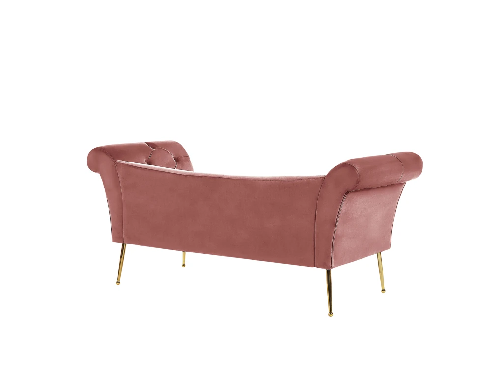 Chaise Longue En Velours Rose NANTILLY 5 Chaise Longue En Velours Rose NANTILLY – Image 5