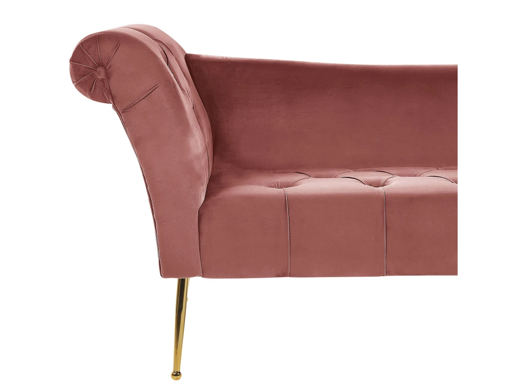 Chaise Longue En Velours Rose NANTILLY 6 Chaise Longue En Velours Rose NANTILLY – Image 6