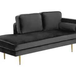 Chaise Longue En Velours Noir Côté Droit MIRAMAS 10 Chaise Longue En Velours Noir Côté Droit MIRAMAS -Promos Chesteris Boutique meridienne 16673595