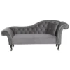 Chaise Longue En Velours Gris Côté Droit LATTES