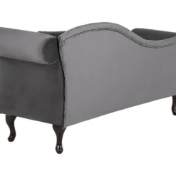 Chaise Longue En Velours Gris Côté Droit LATTES -Promos Chesteris Boutique meridienne 16673611
