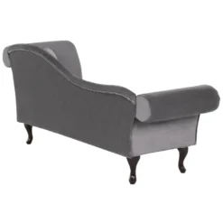 Chaise Longue En Velours Gris Côté Droit LATTES -Promos Chesteris Boutique meridienne 16673613