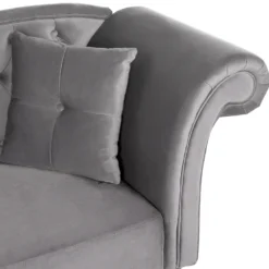 Chaise Longue En Velours Gris Côté Droit LATTES -Promos Chesteris Boutique meridienne 16673615