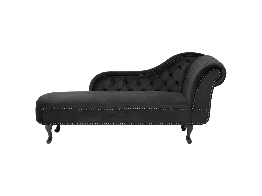 Méridienne Chesterfield Côté Droit En Velours Noir NIMES 1 Méridienne Chesterfield Côté Droit En Velours Noir NIMES