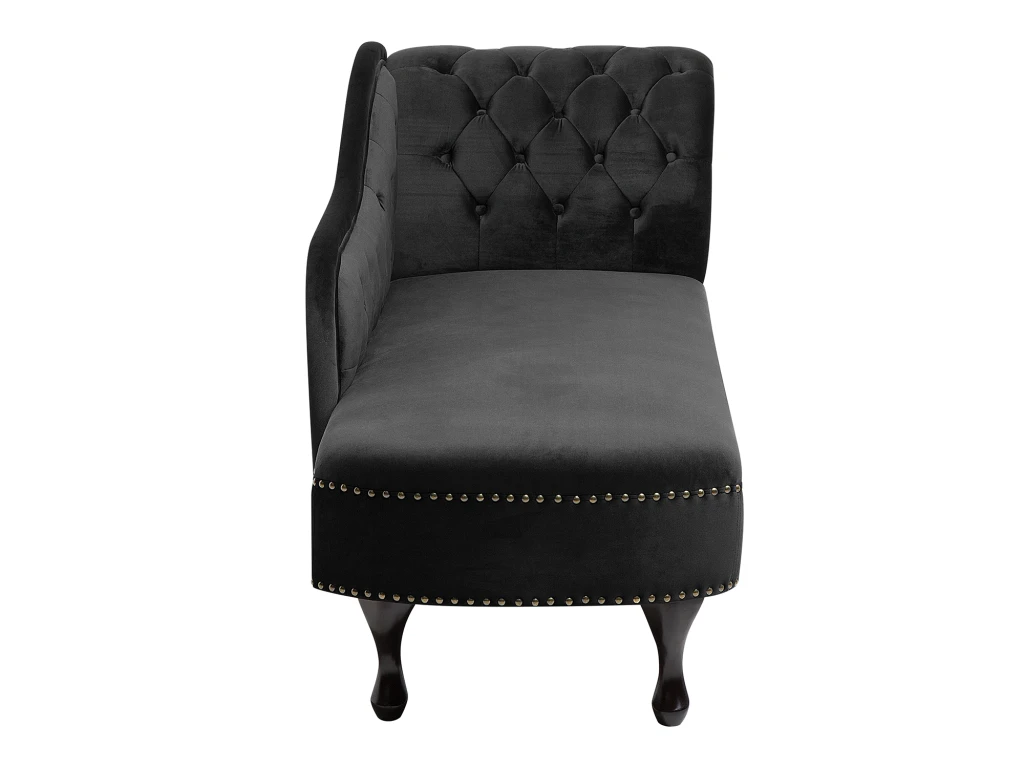 Méridienne Chesterfield Côté Droit En Velours Noir NIMES 5 Méridienne Chesterfield Côté Droit En Velours Noir NIMES – Image 5
