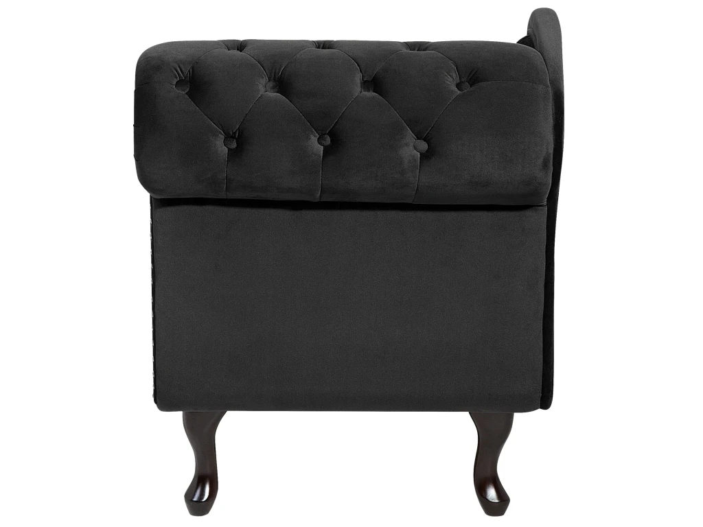 Méridienne Chesterfield Côté Droit En Velours Noir NIMES 7 Méridienne Chesterfield Côté Droit En Velours Noir NIMES – Image 7