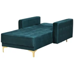 Chaise Longue En Velours Bleu Paon ABERDEEN -Promos Chesteris Boutique meridienne 16673645