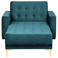 Chaise Longue En Velours Bleu Paon ABERDEEN -Promos Chesteris Boutique meridienne 16673649