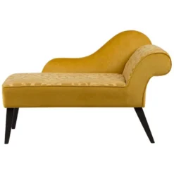 Mini Chaise Longue En Velours Jaune Côté Droit BIARRITZ