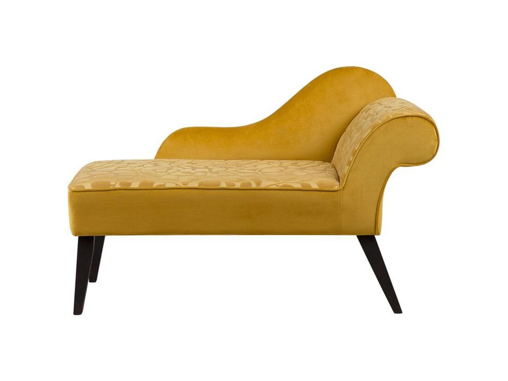 Mini Chaise Longue En Velours Jaune Côté Droit BIARRITZ 1 Mini Chaise Longue En Velours Jaune Côté Droit BIARRITZ