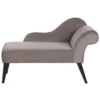 Mini Chaise Longue En Velours Taupe Côté Droit BIARRITZ