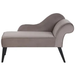 Mini Chaise Longue En Velours Taupe Côté Droit BIARRITZ