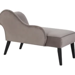 Mini Chaise Longue En Velours Taupe Côté Droit BIARRITZ -Promos Chesteris Boutique meridienne 16673885