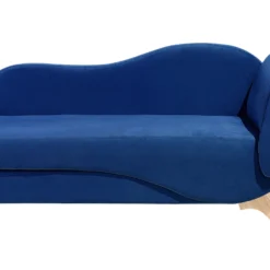 Chaise Longue Côté Droit En Velours Bleu Marine MERI -Promos Chesteris Boutique meridienne 16674273